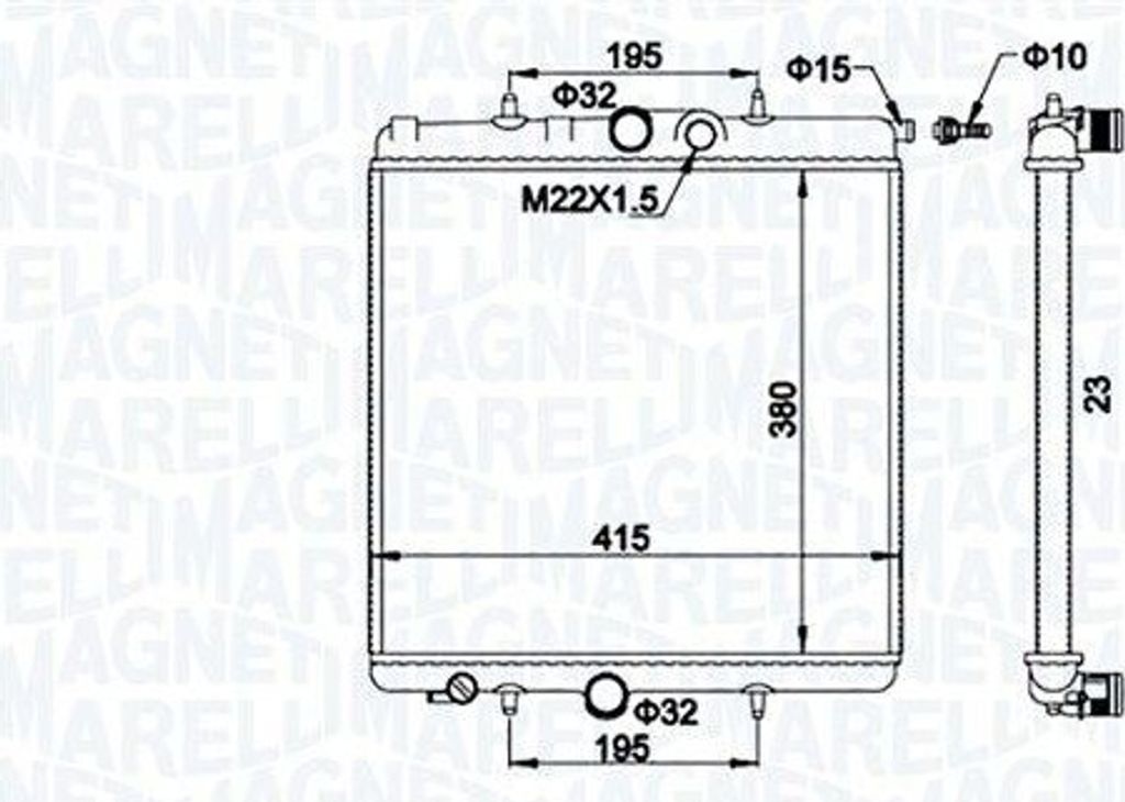 MAGNETI MARELLI 350213194100 Kühler Wasserkühler Motorkühler passend für PEUGEOT 206 Schrägheck (2A/C) 206 CC (2D) 206+ Schrägheck (2L, 2M) 2...