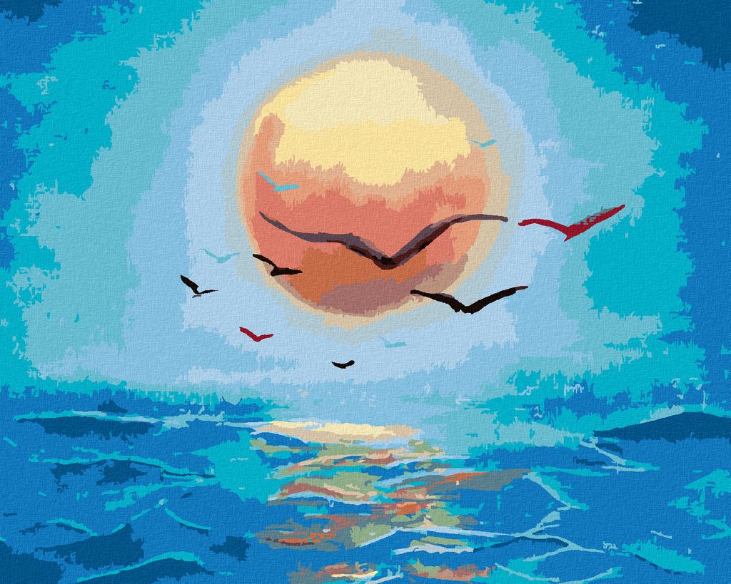Zuty - Malen nach Zahlen - SONNE ÜBER DEM MEER, 40x50 cm, mit Keilrahmen (bereits gespannt)