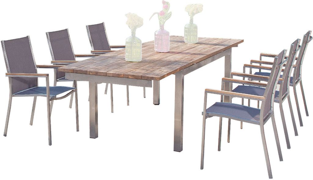 Sonnenpartner Artus & Magister 7-teilige Sitzgruppe Edelstahl/Teak 170/280x90 cm