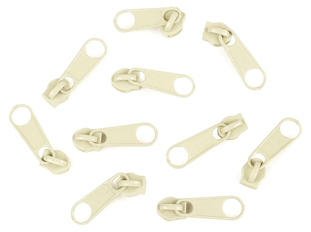 10 Schieber Reißverschluss Zipper für Endlosreißverschluss 3mm, mehr als 70 Farben, Farbe:creme