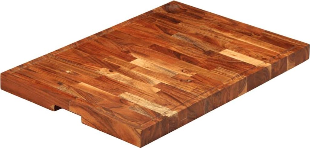 A wooden cutting board on a white background.