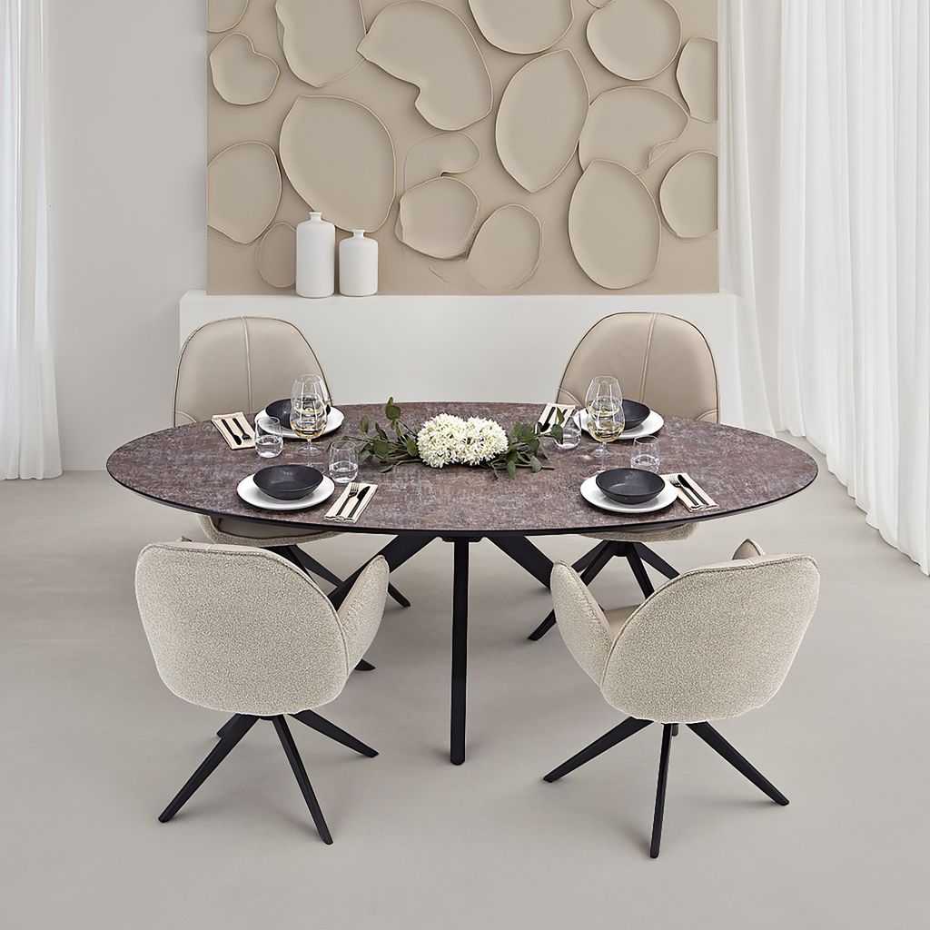 Homestyle4u Esstisch Oval Schwarz Braun Esszimmertisch Produktbild 