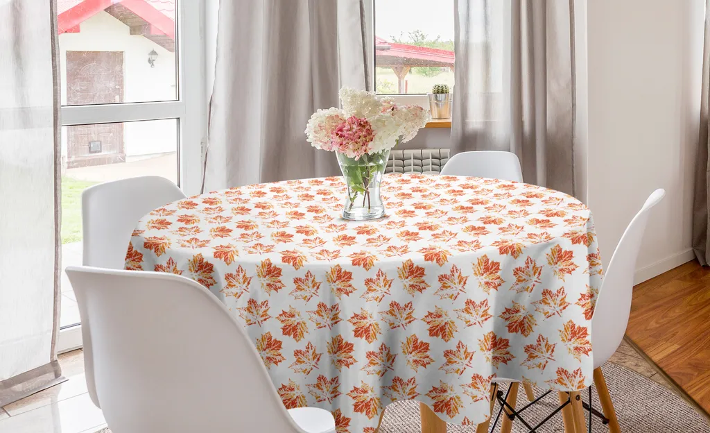 Tovaglia Circolare Autunnale ABAKUHAUS 150cm Arancione Calendula Moderno