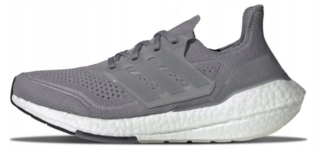 Adidas Ultra Boost 21 Laufschuhe mit Primeknit+ Obermaterial, Boost-Zwischensohle und Stretchweb-Außensohle, Grau, FY0404