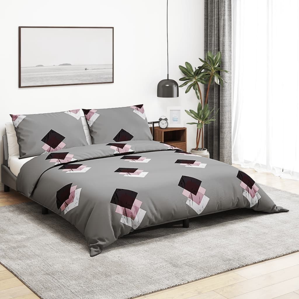 HOMMIE Bettwäsche-Set Moderne für Schlafzimmer - Bettzeug-Set - Grau 140x200cm Baumwolle NEU987622 - Bettwäschen