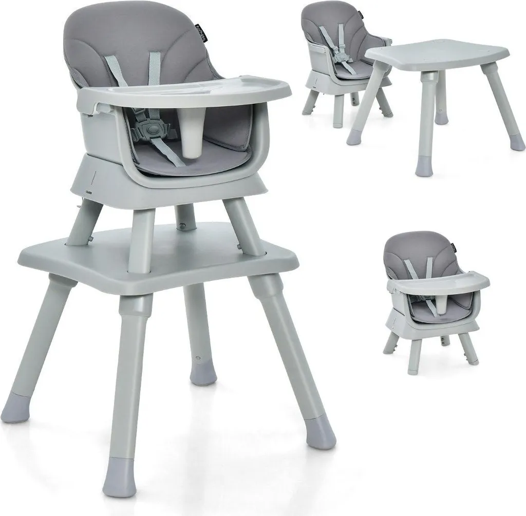 Siège de table enfant multifonction 6 en 1 gris avec bureau d'activités