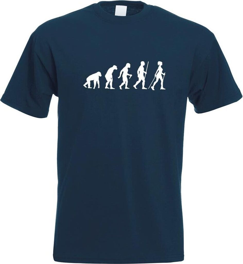 Kiwistar - T-Shirt - Navy - Nordic Walking Evolution Motiv Bedruckt Funshirt Design Print - mit Motiv Bedruckt - Funshirt Design - Sport - Freizeit...