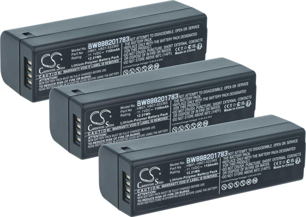 vhbw 3x Akku Ersatz für DJI HB01, HB01-522365 für Kamera (1100 mAh, 11,1 V, Li-Polymer)