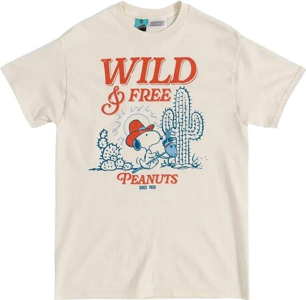 Peanuts - "Wild And Free" T-Shirt für Herren/Damen Uni TT845 (L) (Weiß/Naturweiß)