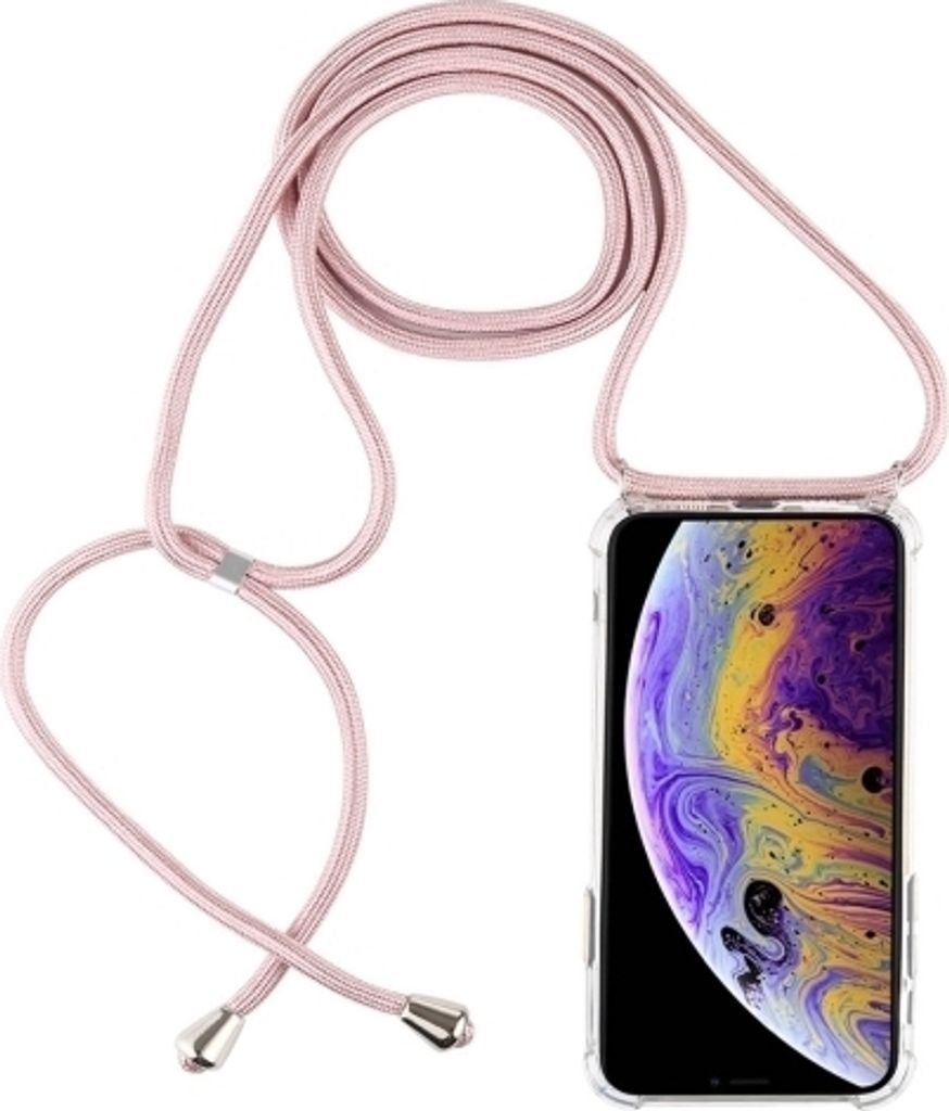 Mobigear Lanyard iPhone X Flexibles TPU Handykette - Transparent / Roségold