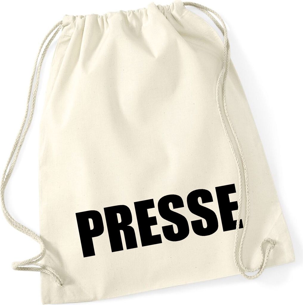 Huuraa Turnbeutel Presse Schriftzug 12 Liter Natural Baumwolle Rucksack Geschenkidee
