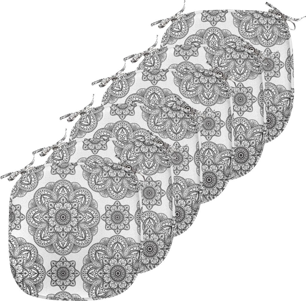 ABAKUHAUS Mandala Polster für Esszimmerstühle, Aufwändige Mandala Patterns, Dekoratives wasserfestes Kissen mit Riemen für Küchensitze, 40 cm ...