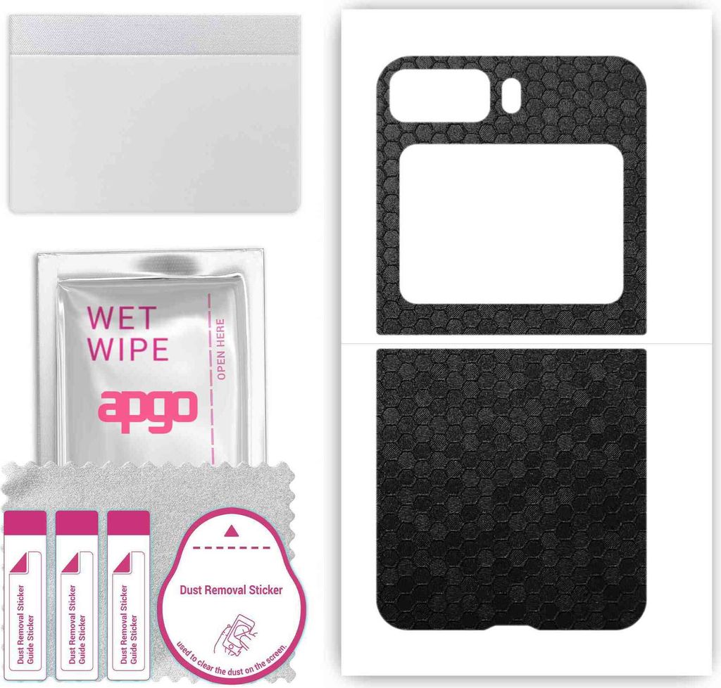 apgo Rückseite Schutzfolie, Skin, kompatibel mit Motorola Razr 2022, Hinten Displayschutzfolie aus Vinylfolie, kratzfest, einfache Montage - Schwa...