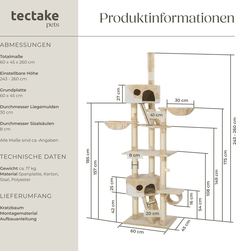 Kratzbaum Hansi 243 bis 260 cm inklusive 2 Treppen, 2 Produktbild 5