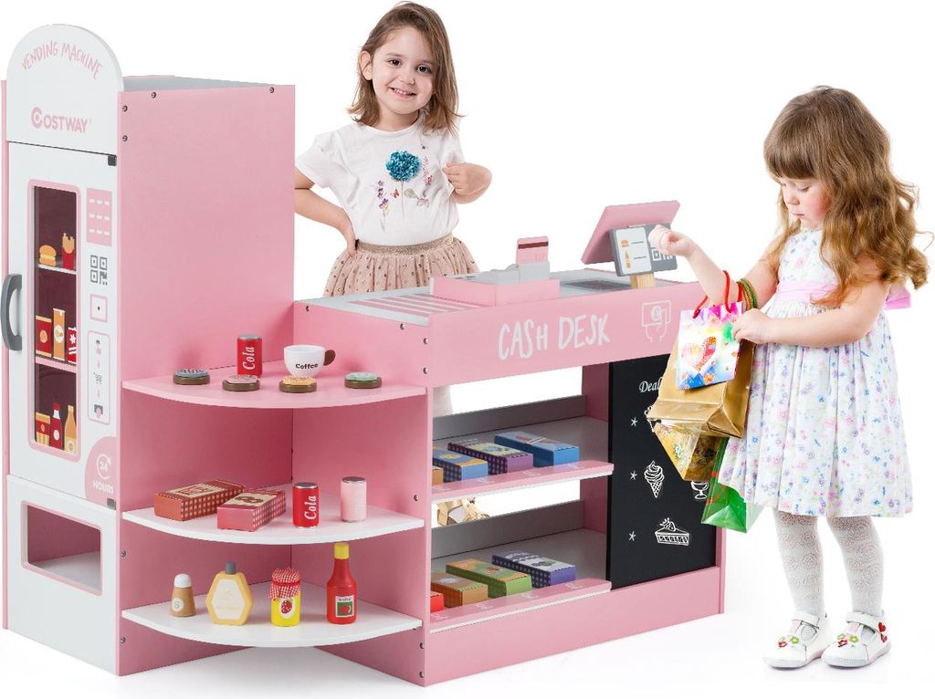 COSTWAY Kinder-Einkaufsladen aus Holz mit Theke, Kasse, Produktbild 