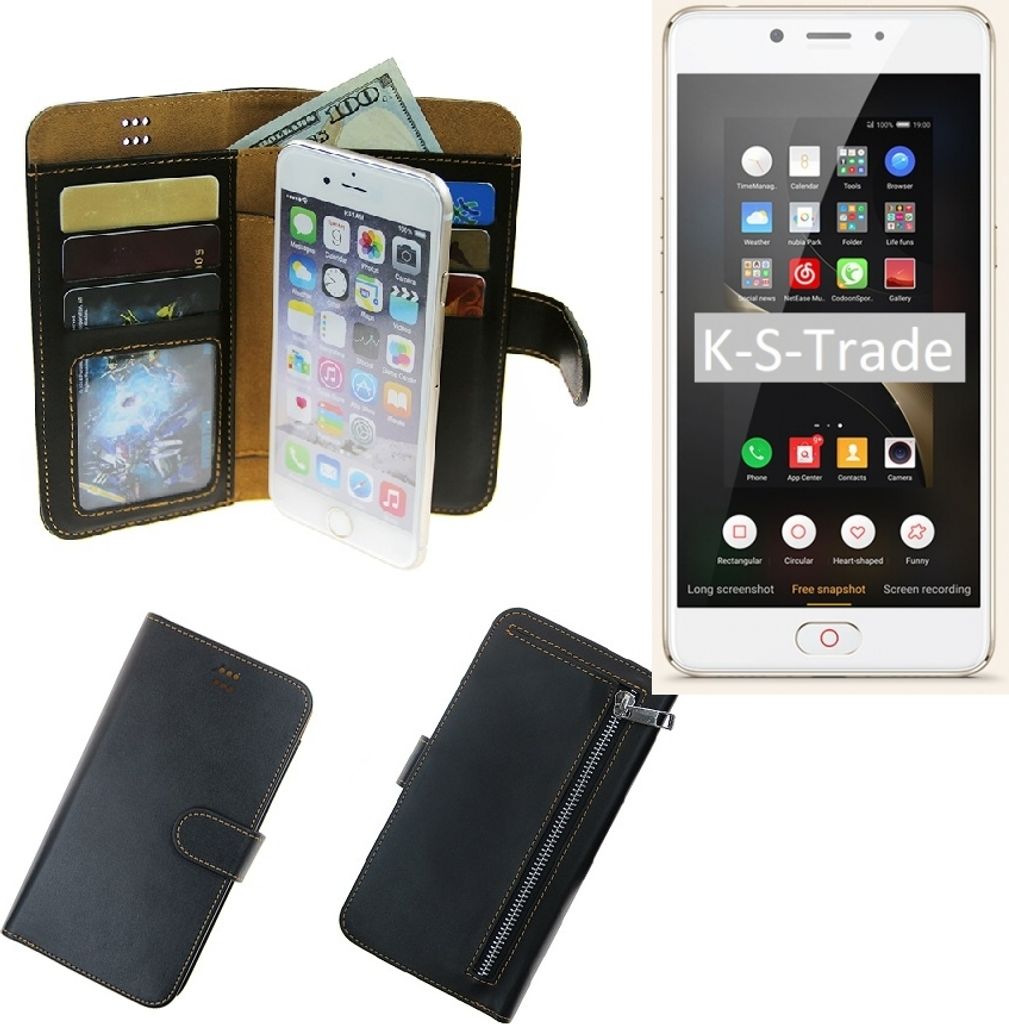 K-S-Trade Schutz Hülle kompatibel mit Nubia N2 Klapphülle Case Phone cover Slim Handytasche Handy Hülle schwarz aus Kunstleder (1 Stk)