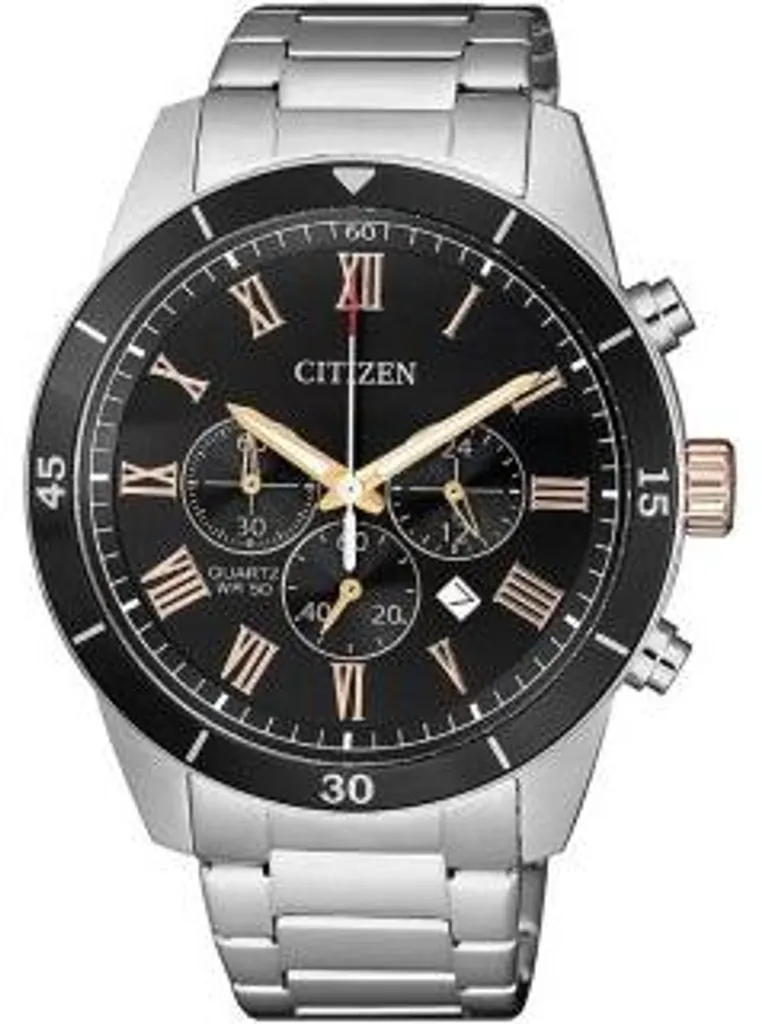Chronographe Citizen Quartz pour Homme avec Cadran Gris et Bracelet en Acier