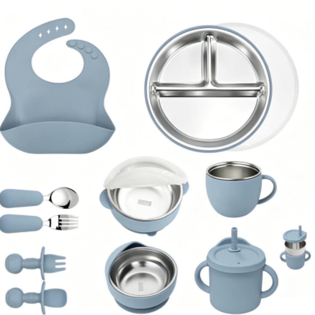 Ensemble de 10 pièces pour bébé, en silicone et en acier Image du produit 