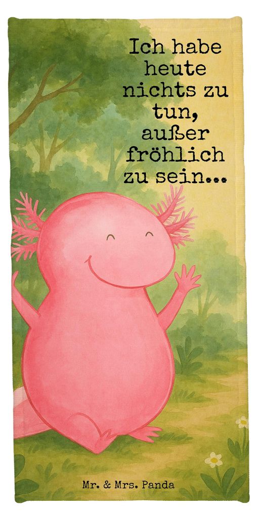 Mr. & Mrs. Panda sporthandtuch Axolotl Hurra Design - Grau Pastell - Geschenk, Strandlaken, Strandtuch, Badehandtuch, Badhandtuch, Spaß, Lurch, Mo...