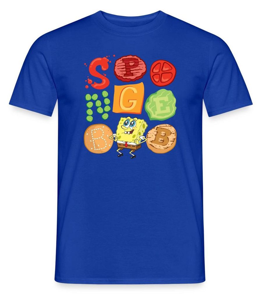 Spreadshirt Spongebob Schwammkopf Burger Zutaten Design Männer T-Shirt, XXL, Dunkelblau