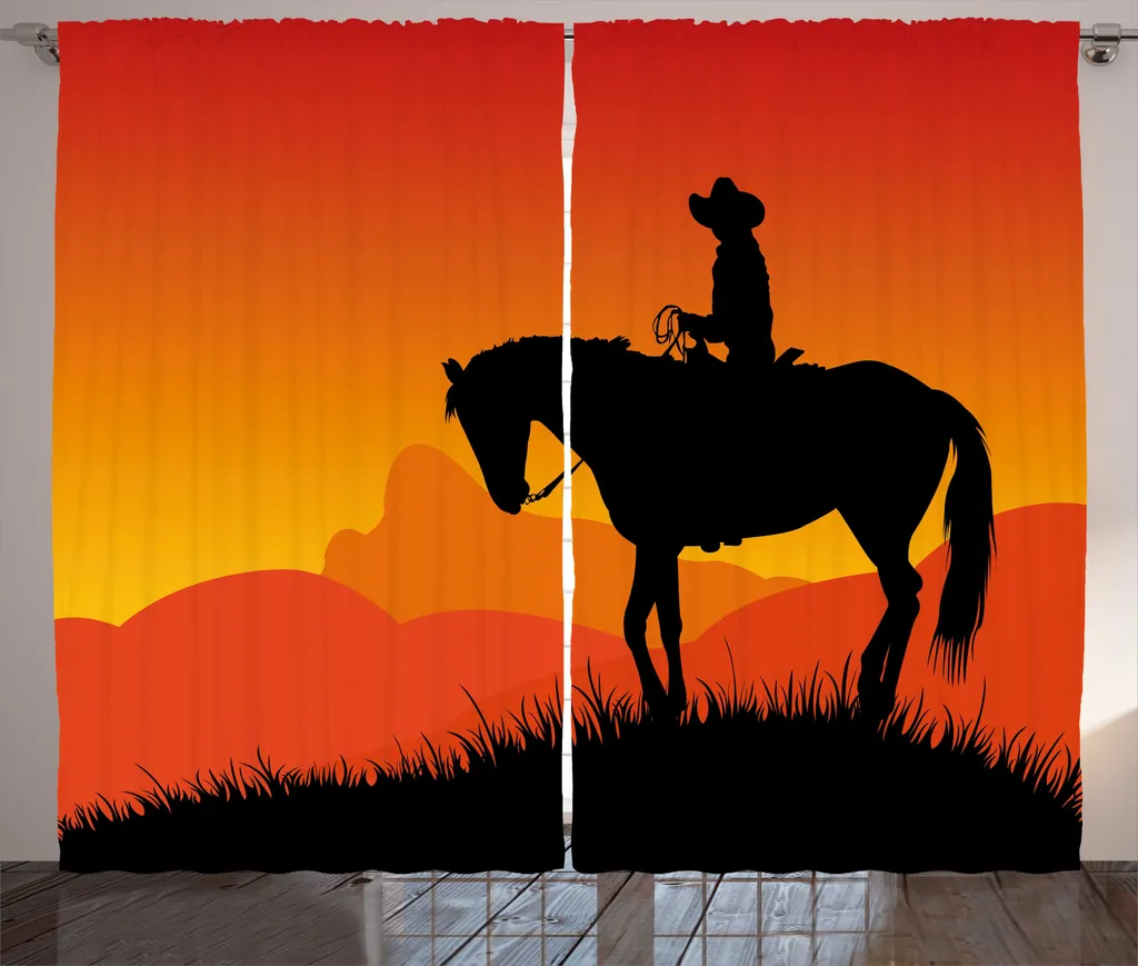 Rideau pour salon ambiance western grand format 280 cm noir vermillon