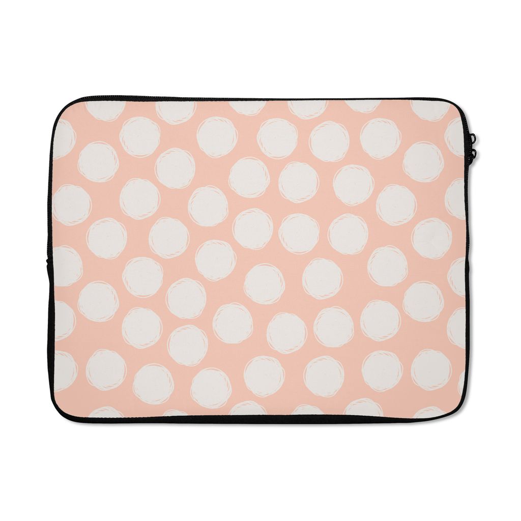 MuchoWow Laptop Hülle 17 Zoll Laptoptasche Polka dots - Rosa - Muster - Zipper - Schutzabdeckung