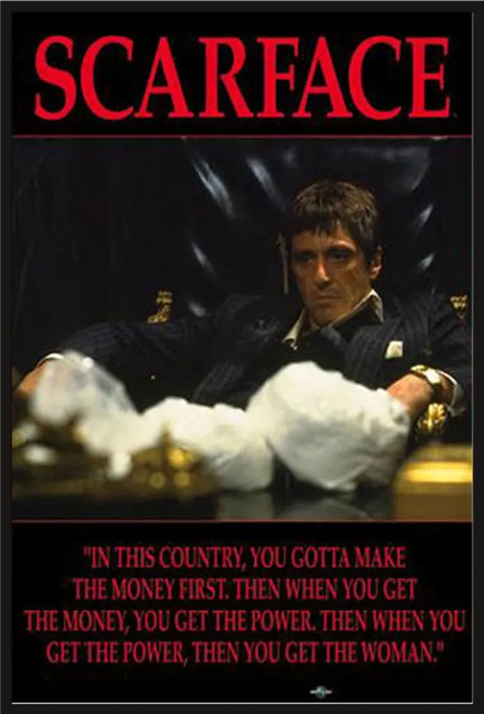 Poster Scarface encadré anti-reflet cadre Shinsuke noir plastique