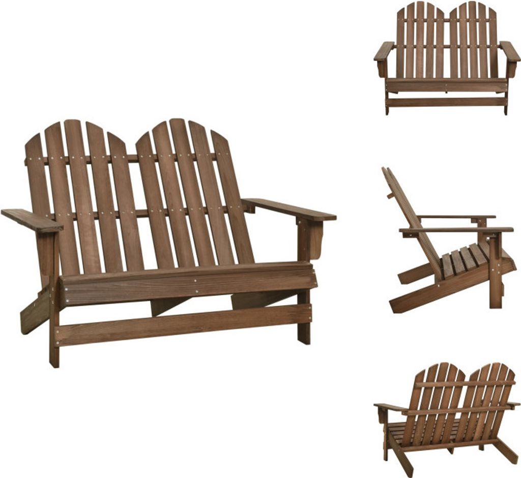 vidaXL 2-Sitzer Adirondack-Gartenbank Massivholz Tanne Braun - Gartenstühle
