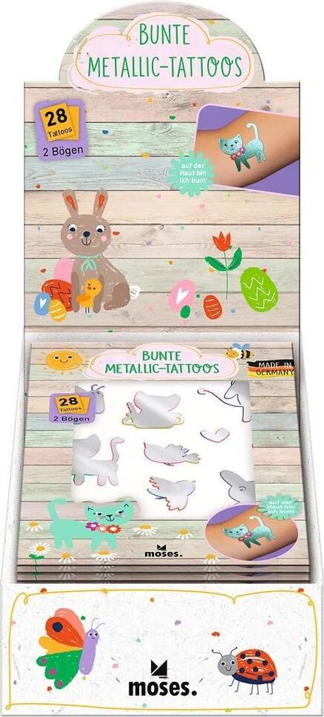 Bunte Metallic-Tattoos - Tiere Produktbild 