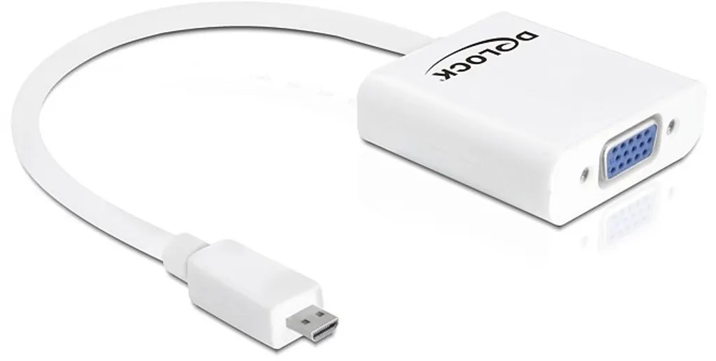 Convertisseur Vidéo VGA vers HDMI Micro Type D DeLOCK 65347 Audio Blanc
