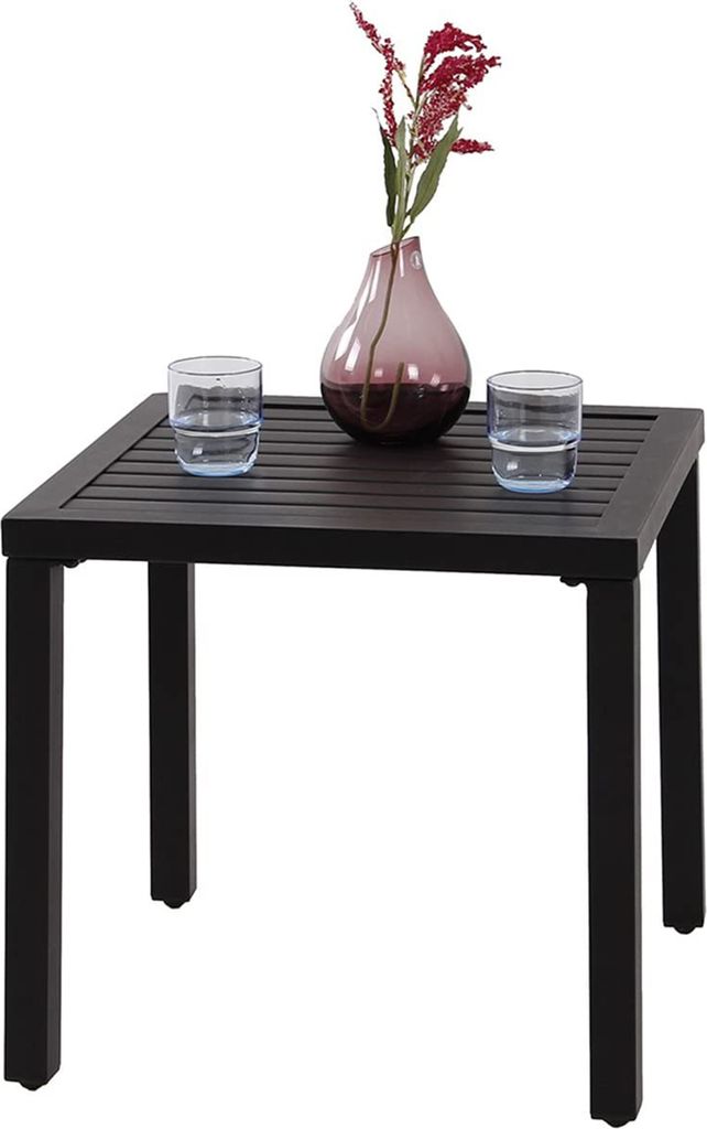 PHIVILLA Kaffeetische Beistelltisch aus Stahl mit rostfreier Beschichtung Gartentisch Schwarz 48 * 48 * 46cm