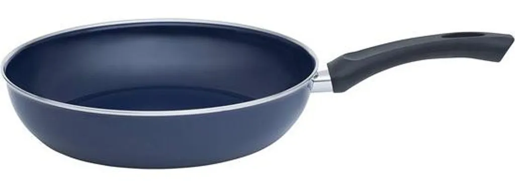 Grande poêle à frire induction 28 cm bleue pour cuisine familiale