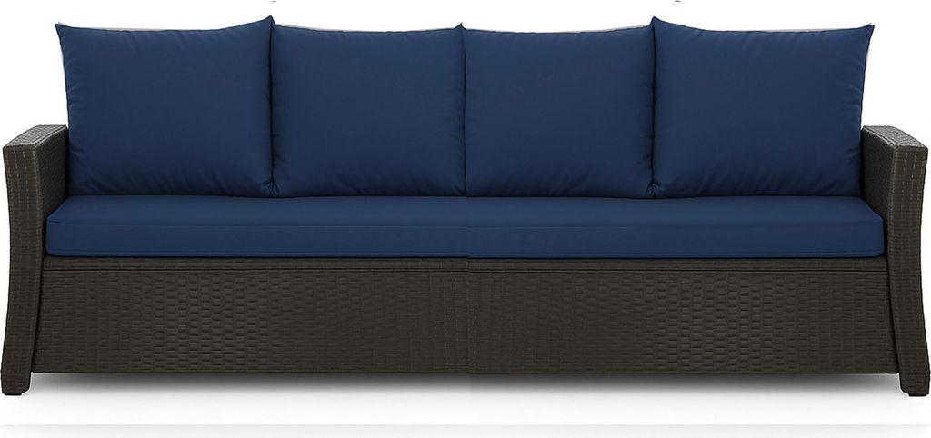 Gartenkissen Set blau – 170x50 + 4x50x56 cm Gartenkissen für ein 2-3-Sitzer-Sofa Weiche Auflagen für Rattan/Polyrattan – Abnehmbare Bezüge