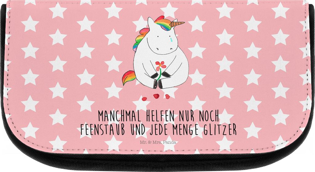 Mr. & Mrs. Panda Kosmetiktasche Einhorn Traurig - Rot Produktbild 