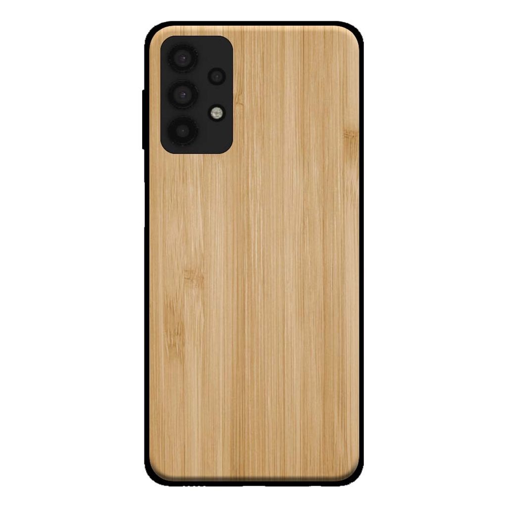 Smartphonica Handytasche für Samsung Galaxy A32 5G mit Holzoptik - Rückwand Bambus Kunstholzhülle - Braun