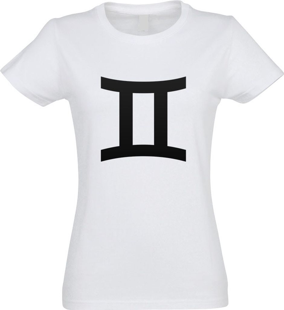 Kiwistar - T-Shirt tailliert - Damen - Weiss - Zwilling Sernzeichen - mit Motiv Bedruckt - Funshirt Design - Sport - Freizeit - Damen - L