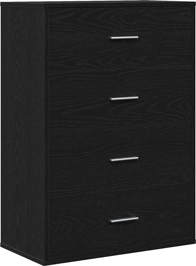SYFAX Credenza Rovere Nero 60x31x84 cm | Mobiletto Salvaspazio Moderno
