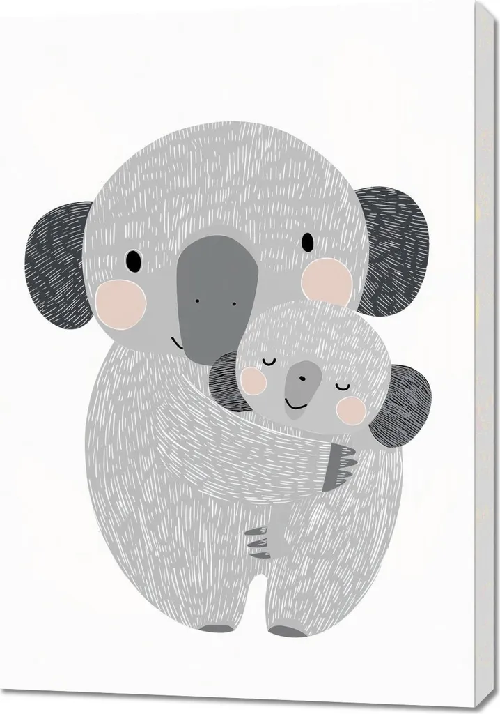 Offerta Quadro Grande 70x100 Elefanti per Bambini - Tela Resistente
