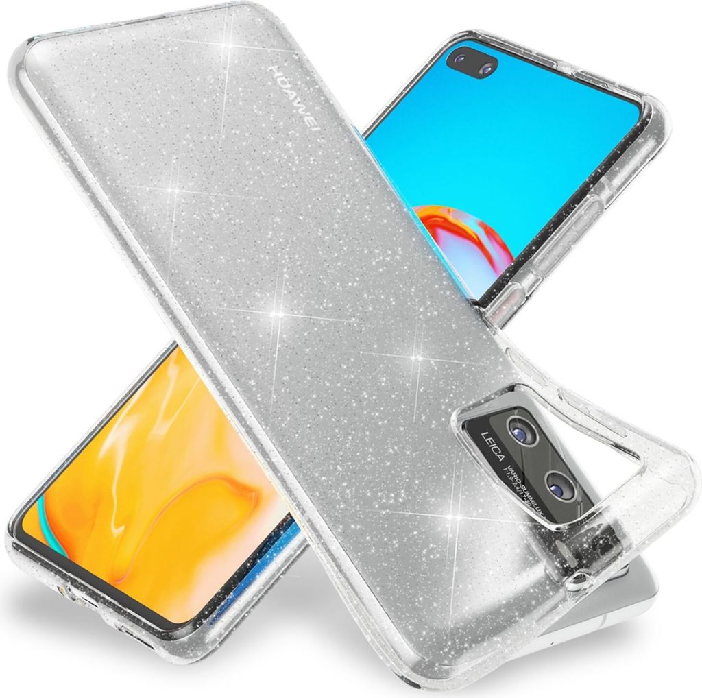 NALIA Glitzer Handyhülle für Huawei P40 Hülle, Bling Silikon Handyhülle Strass Cover Transparent