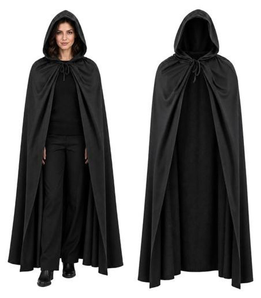 Glimz 28341 Karnevalový plášť s kapucí 172 cm, černý Obrázek produktu 