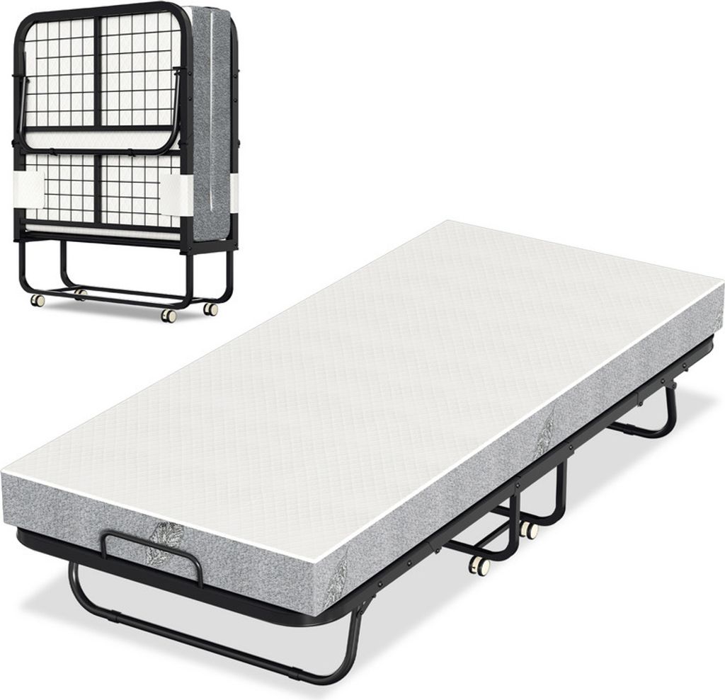 Hengda 90x200cm Gästebett klappbar mit Matratze bis 150kg, auf Rädern Tragbares Design
