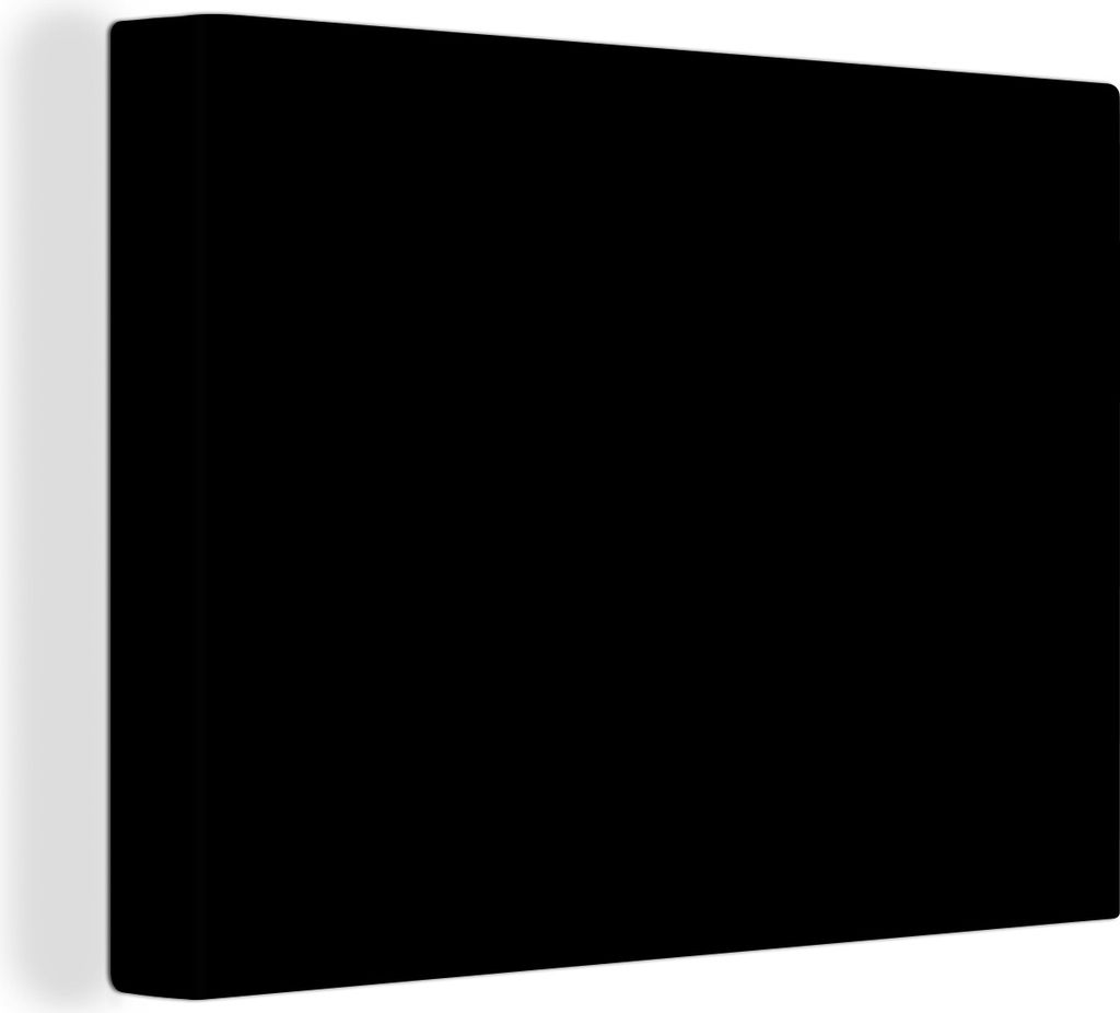 MuchoWow - Leinwandbilder - Schwarz - Einfarbig, Wandbild, Wanddeko Bilder Wohnzimmer, 120x90 cm