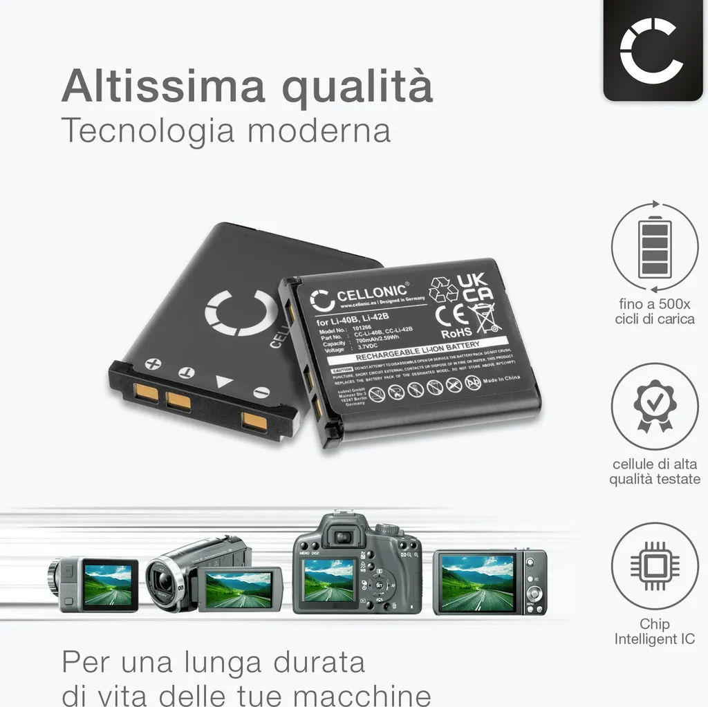 vhbw Akku passend für Medion Life X47023, MD86423, MD86695, P47011 Kamera-Akku Akku Li-Ion 1300