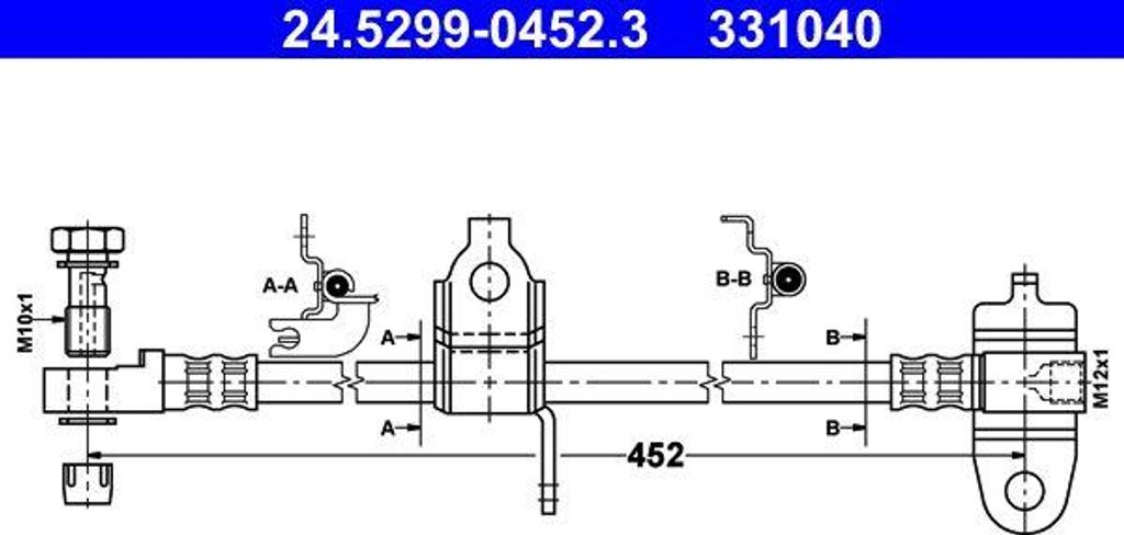 ATE 24.5299-0452.3 Bremsschlauch OE 4060852 kompatibel mit Transit