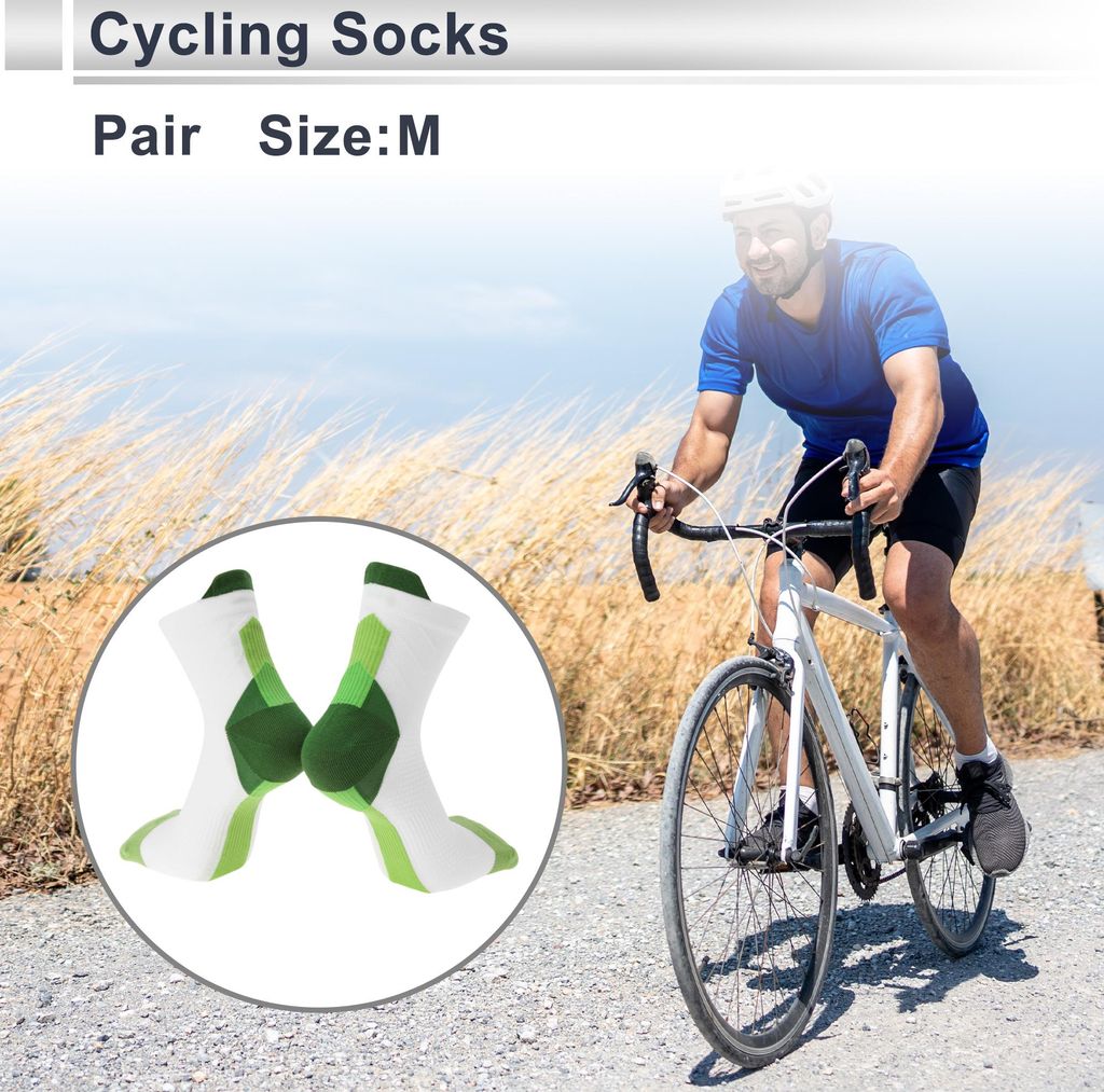 Radfahr Socken Schwei?absorbierend Outdoor Fahrrad Socken Wei? Grün Gr??e M Neutral Und Universal 1 Paar Farbabstimmung