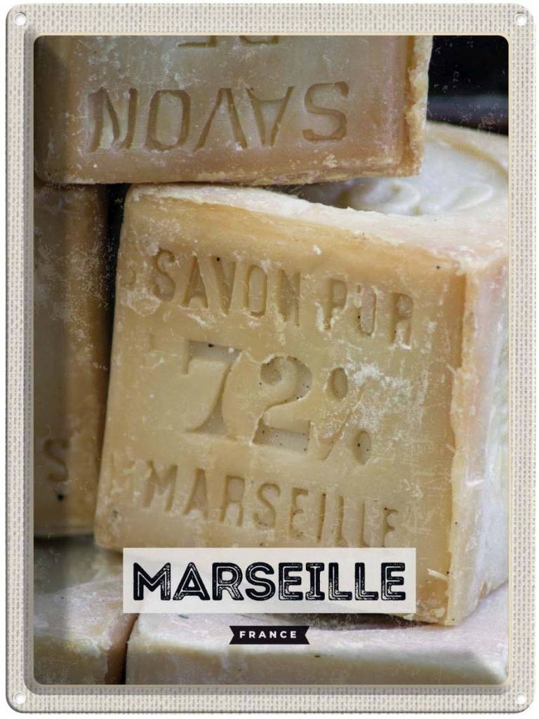 vianmo Blechschild 40x30 cm Marseille France Stadt Urlaub Savon pur 72% Bildmotiv Reisemotiv Abenteuer Reisen Straße