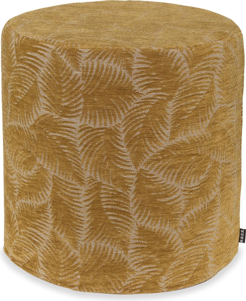 H.O.C.K. Nelly Hocker rund Pouf ø45x45cm Blätter col. 5 gelb