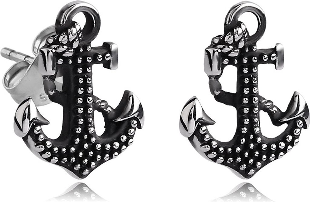 viva-adorno 1 Paar Edelstahl Damen und Herren Ohrringe Ohrstecker Marine Anker Z495.D1