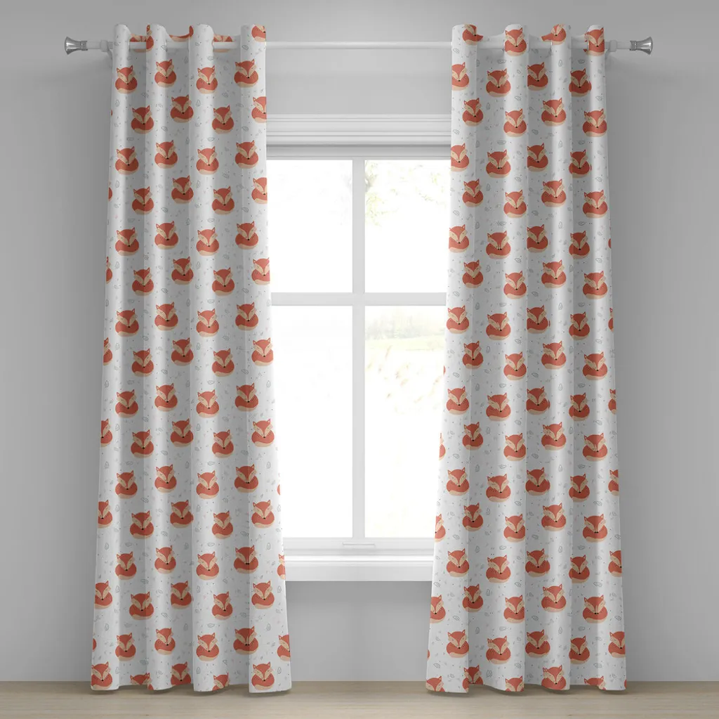 Rideaux de décoration occultants renard beige corail pour chambre enfant