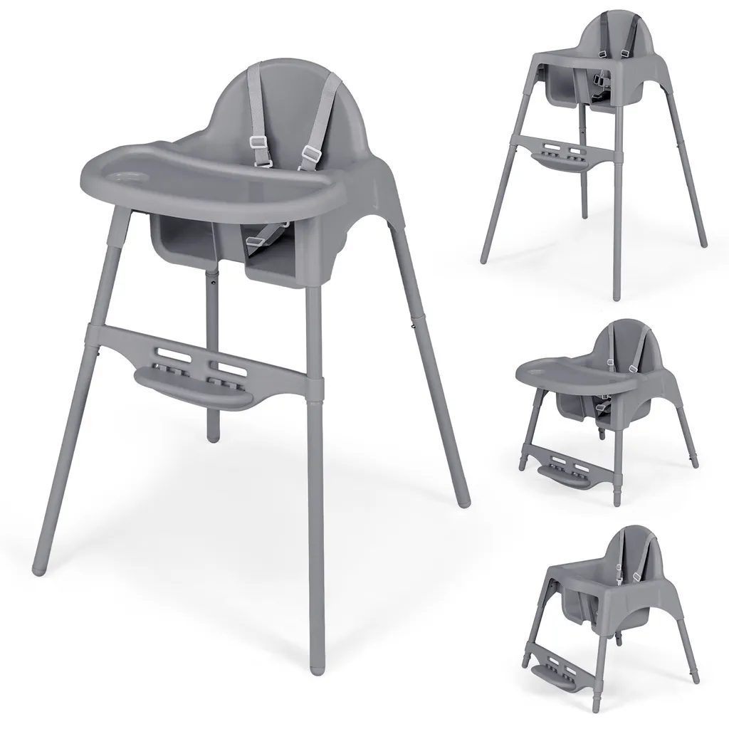 Chaise de repas bébé transformable en chaise de sol pour jouer en Gris